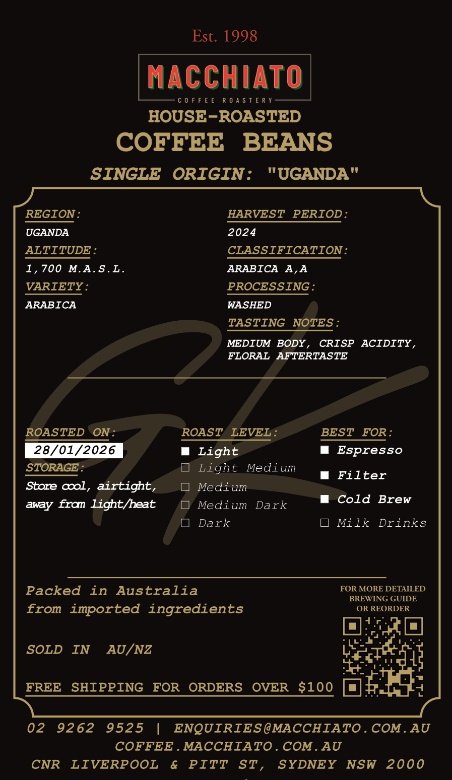 Single Origin Uganda (Washed Arabica)